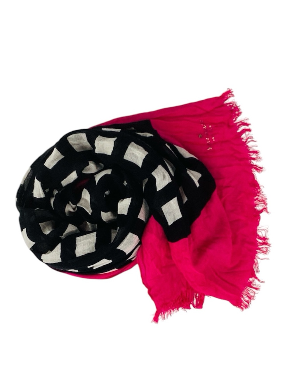 🐵 Kate spade Hot Pink and Black Geometric Wrap Scarf